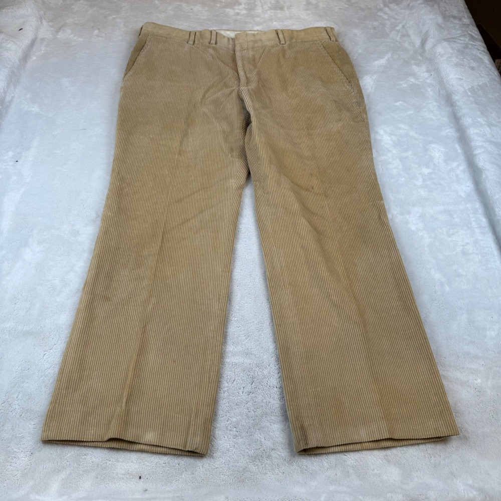 Vintage LL Bean Tan Wide Wale Corduroy Straight Leg Pants Mens 38x29 Khaki